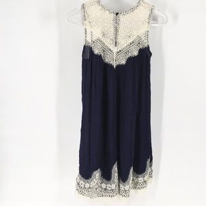 Umgee USA Navy Cream Cotton Crochet Lace D…